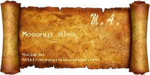 Mosonyi Alex névjegykártya